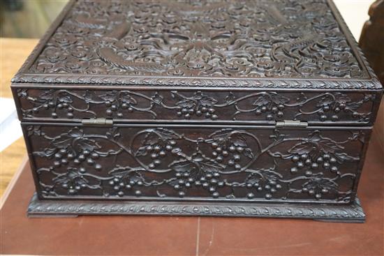 A Chinese hongmu casket, late 19th/early 20th century, W. 54cm